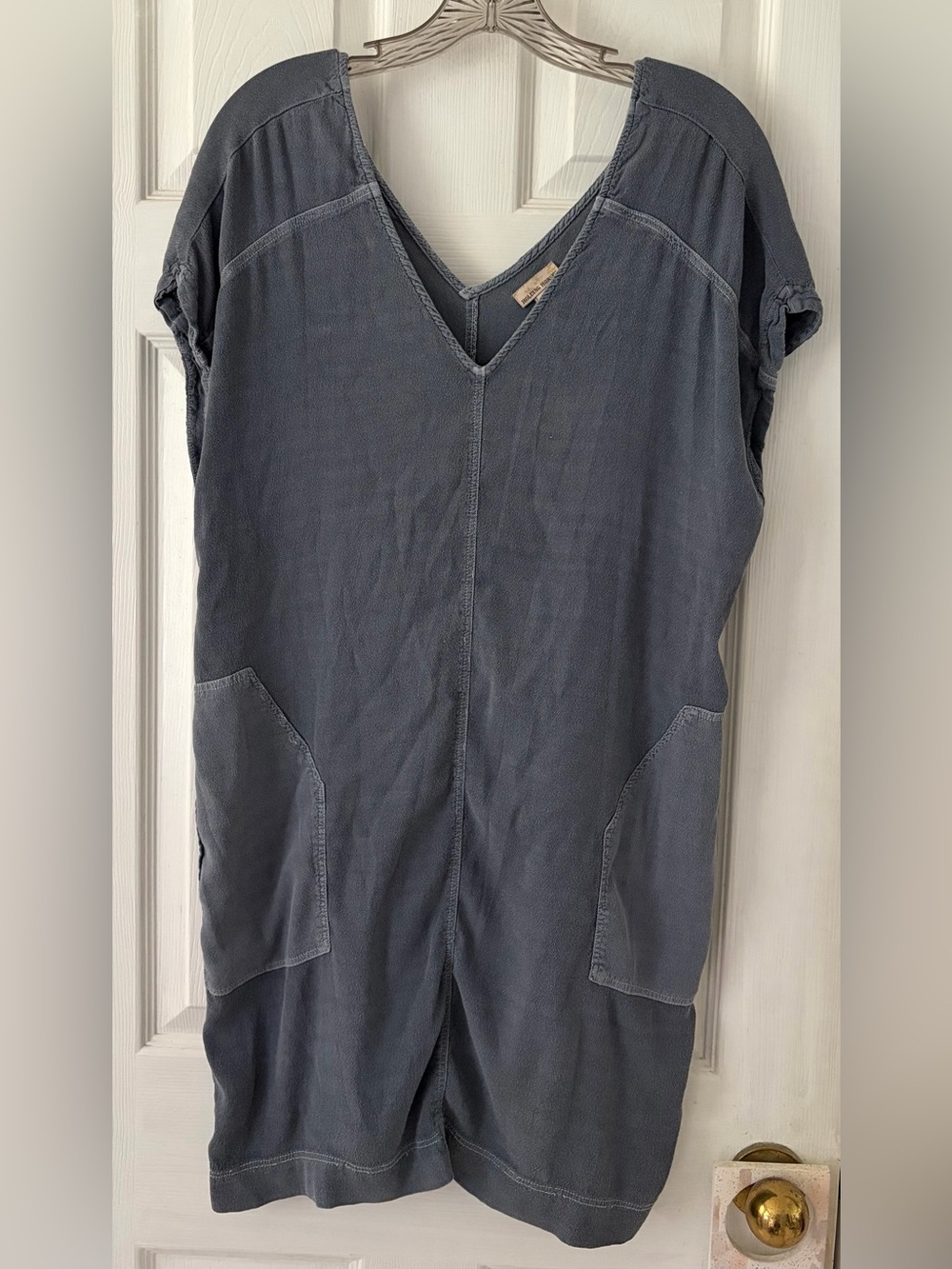 HOLDING HORSES Slate Blue V-Neck Short Sleeve Tunic